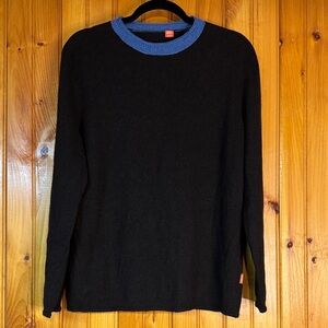 Hugo Boss Black Crewneck Sweater with Blue Collar